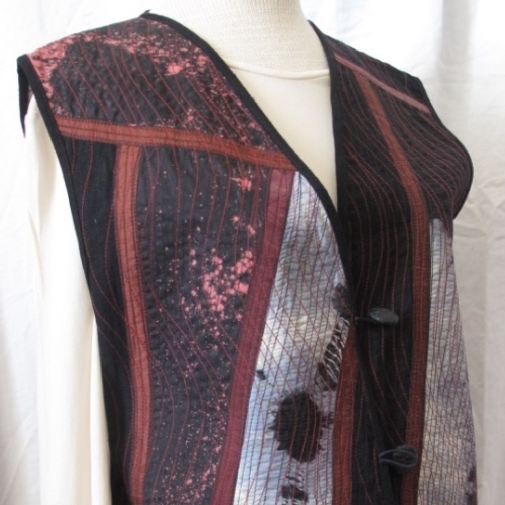 UNIQUE, REVERSIBLE HAND MADE, HAND DYED VEST - Picture 2 of 8